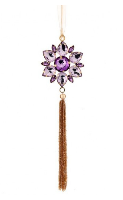 10" Jeweled Star with Bead Tassel Ornament - Lavender