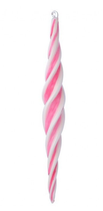 12" Glass Peppermint Finial Ornament - Pink and White