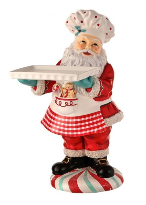 28" Resin Chef Santa with Serving Tray