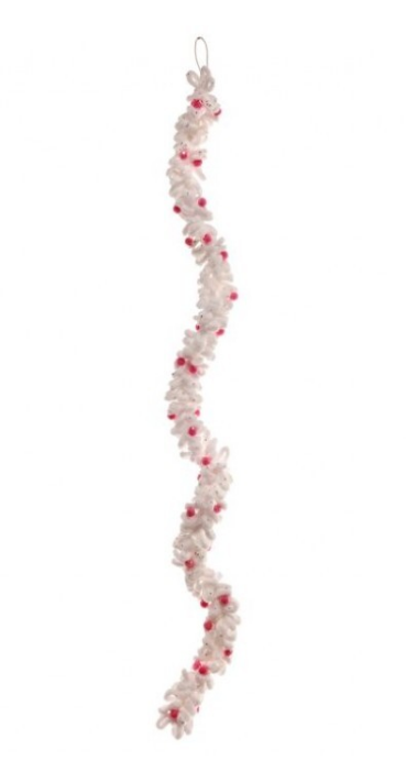 49" Chenille with Pom Pom Snow Glitter Garland - White and Pink