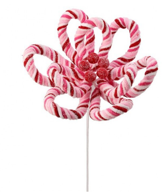 24" Chenille Candy Blossom Spray - Red, Pink and White