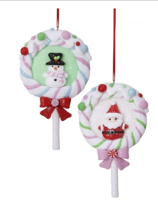 6" Claydough Lollipop Ornament - Set of 2