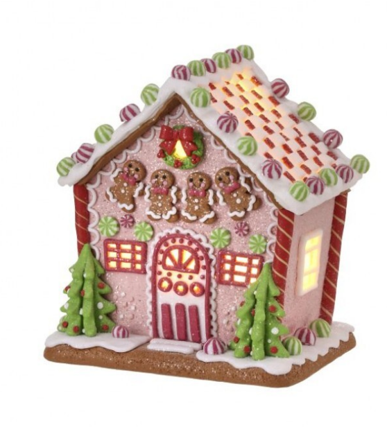 8.5" Marshmallow Treat house with LED light, Battery and Timer - Pastel