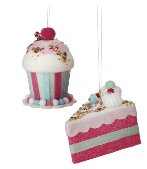 4.5"Cake or 5.5" Cupcake Ornament - Pastel