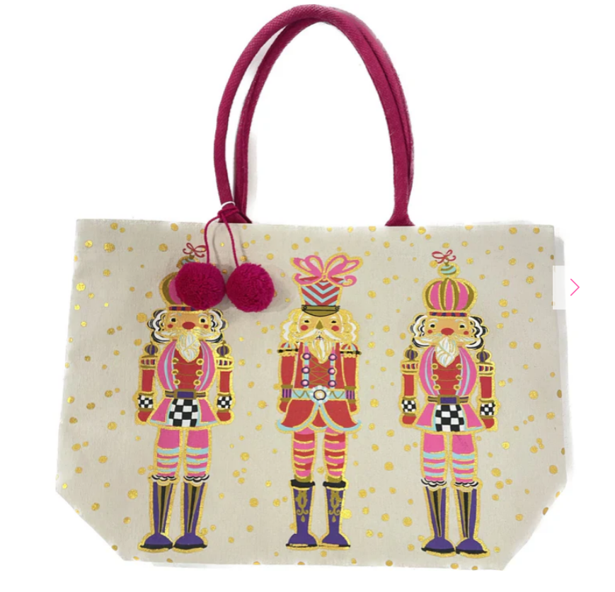 Printed Gold Foil Nutcracker Tote Bag - 22" x 14"