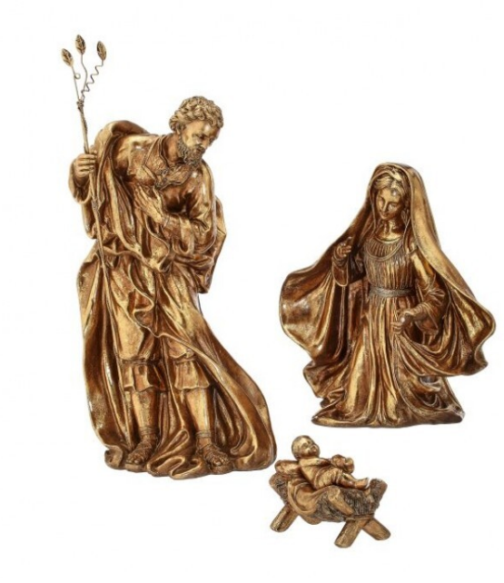 6-18.5" Resin GIlded Holy Family - Set of 3 - Gold