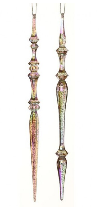 12" Acrylic Iridescent Finial Ornament - Set of 2