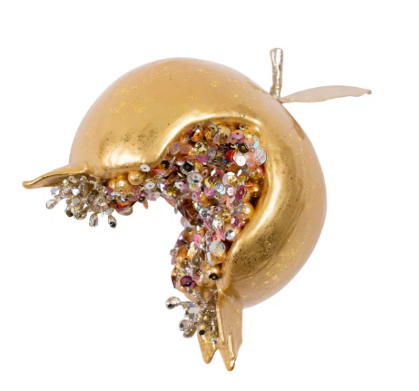 4" Enchanted Pomegranate Ornament - Gold