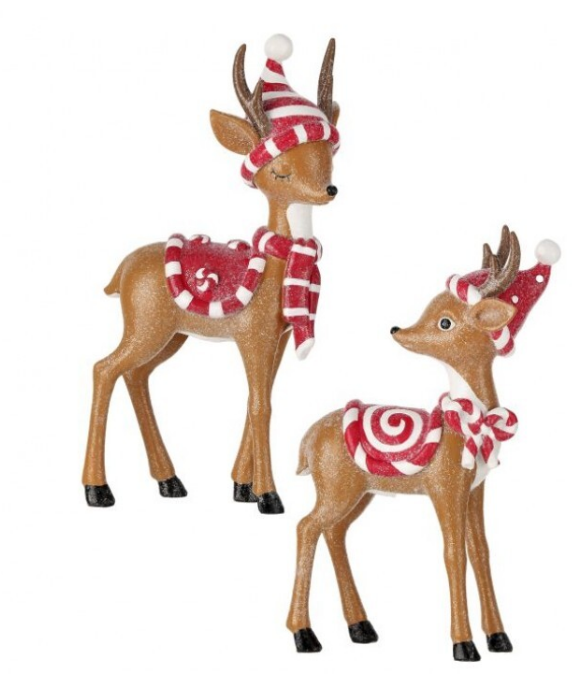 9.5" Resin Sweets Candy Deer - Set of 2