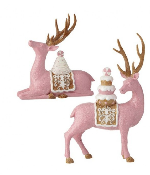 9.5" and 14.5" Resin Candy Saddle Deer - Set of 2