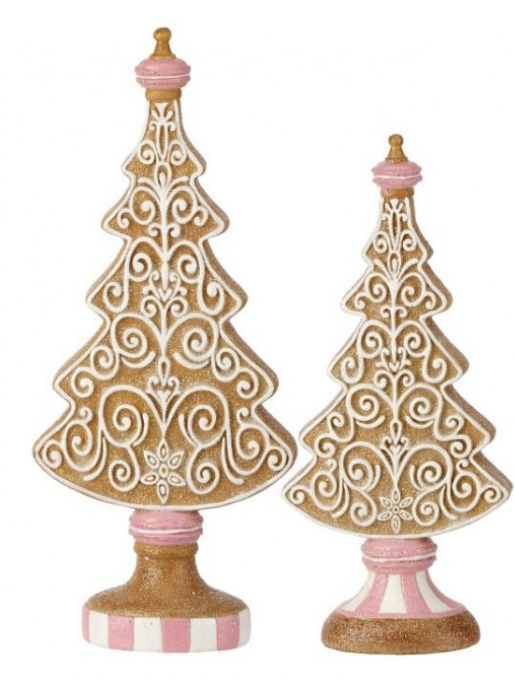 11" and 13.5" Resin Icing Gingerbread Trees - Set of 2