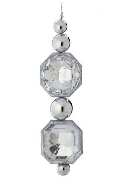 14" Christmas Acrylic Jewels Drop Ornament - Clear