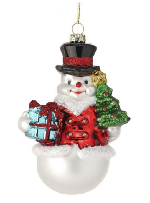 5" Glass Retro Snowman Ornament