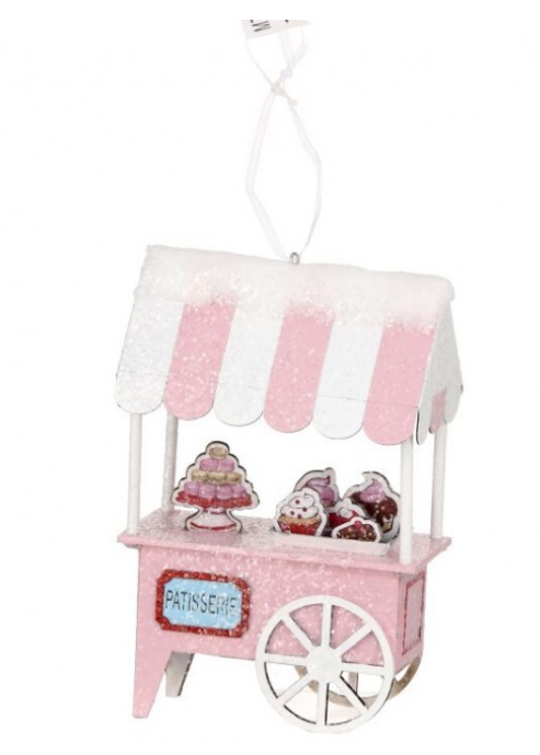 6" Cardboard French Dessert Cart Ornament