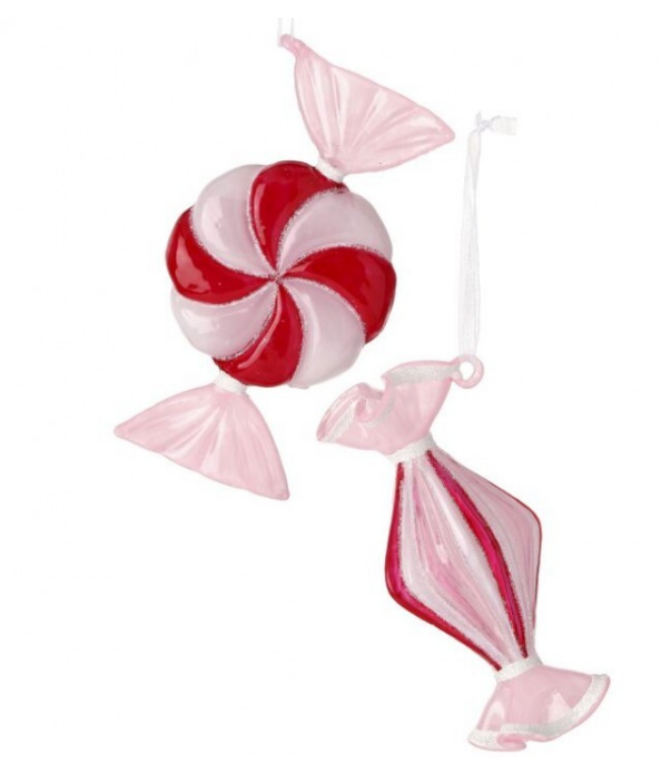 6" Glass Candy Ornament - Set of 2