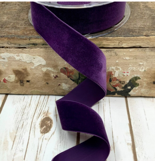 0.625" X 11 YDS Swiss Velvet Ribbon - Eggplant