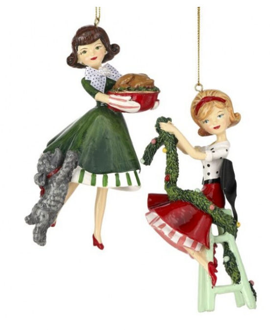 6" Resin Retro Houswife Ornaments - Choice of 2 Styles