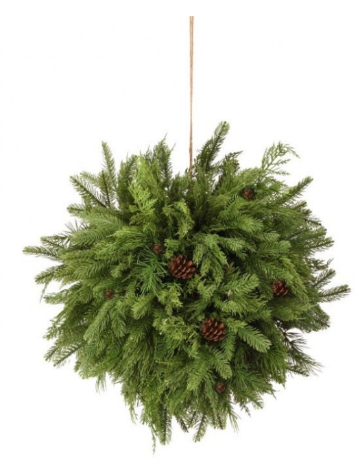 24" Natural Touch Mix Evergreen Kissing Ball