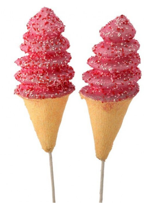 16" Ice Cream Cone with Sprinkles on a Stem - Pink