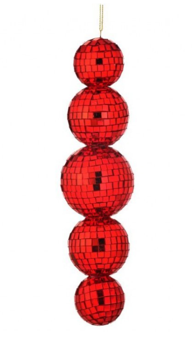 9" Multi Mirror Bar Ornament - Red