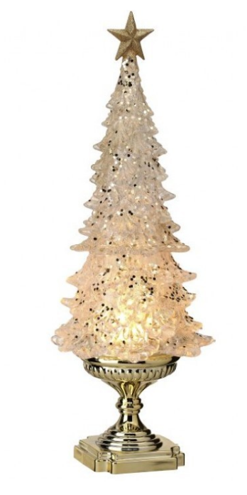 20" LED Acrylic Tree on Pedestal with Battery and Timer - Gold