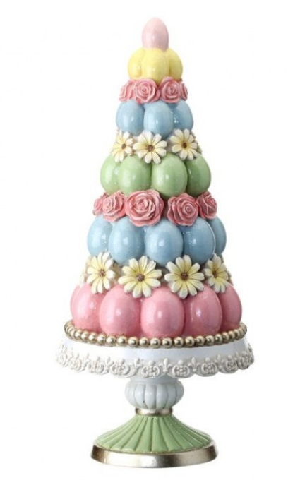 14.25" Resin Easter Egg Tree on Pedestal