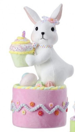 16" Styrofoam Confection Bunny on Cake - Choice of Pink or Green Cake