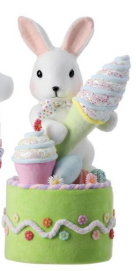 16" Styrofoam Confection Bunny on Cake - Choice of Pink or Green Cake