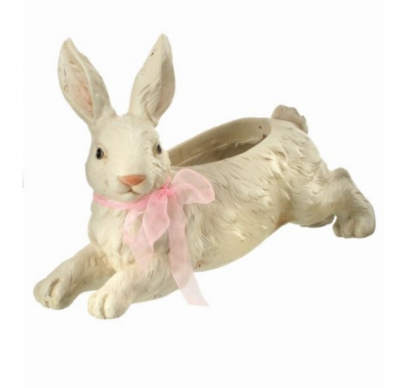 18.5" MGO Leaping Bunny Planter 18.5" in White