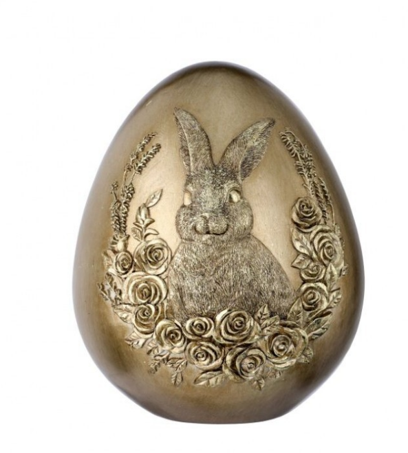 8" Resin Embossed Bunny on Egg