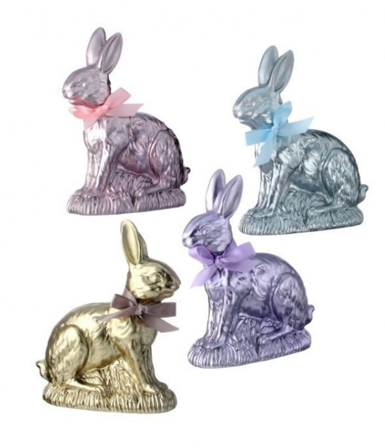 9" Resin Foil Chocolate Bunny - Choice of 4 Colors - Gold, Pink, Purple or Blue