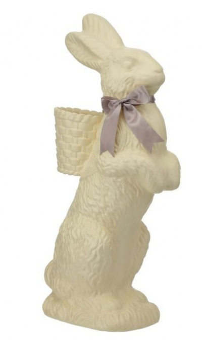 35" Resin Chocolate Standing Bunny with Basket - In Ivory or Chocolate