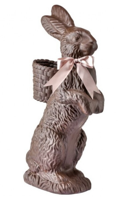 35" Resin Chocolate Standing Bunny with Basket - In Ivory or Chocolate