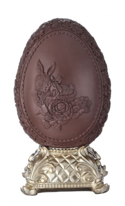 9.5" Resin Chocolate Egg on Pedestal - Chocolate or Ivory