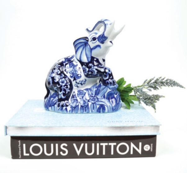 Blue Chinoiserie Decorative Elephant