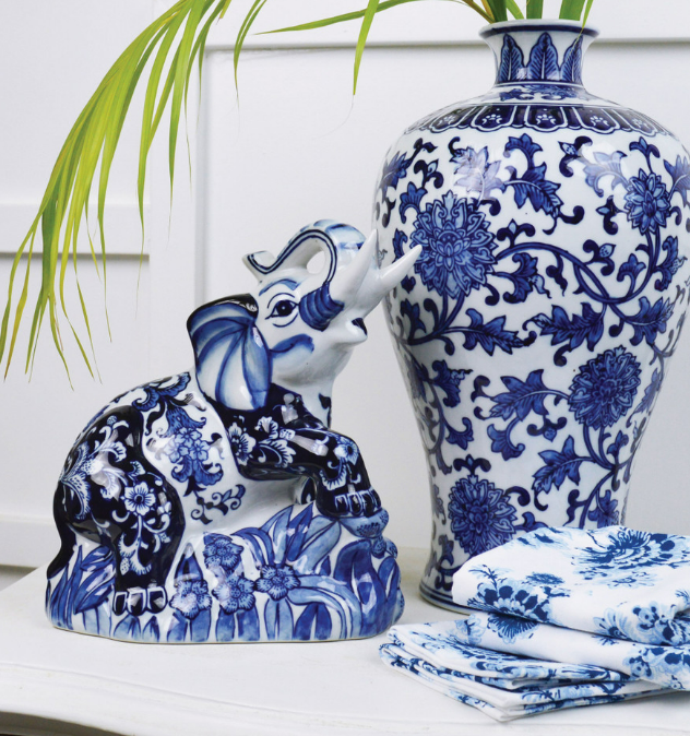 Blue Chinoiserie Decorative Elephant