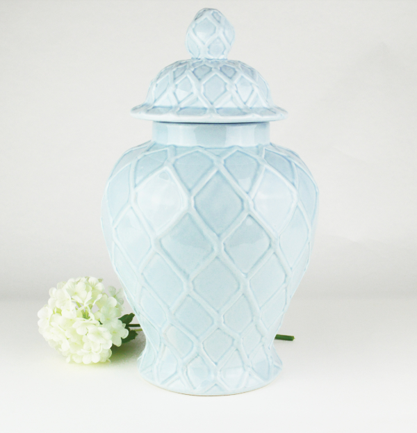 Light Blue Textured Ginger Jar - Small