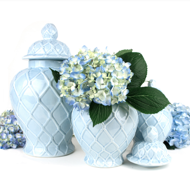 Light Blue Textured Ginger Jar - Small