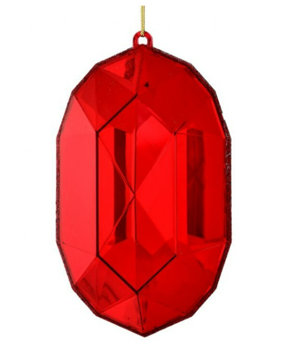 6.5" Acrylic Oval Precious Gem Ornament - Choice of 3 Colors