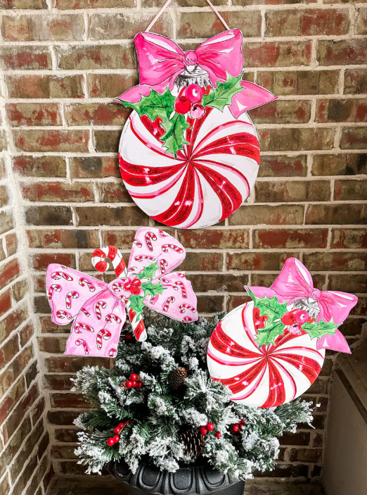 Vintage Candy Cane Bow Stake