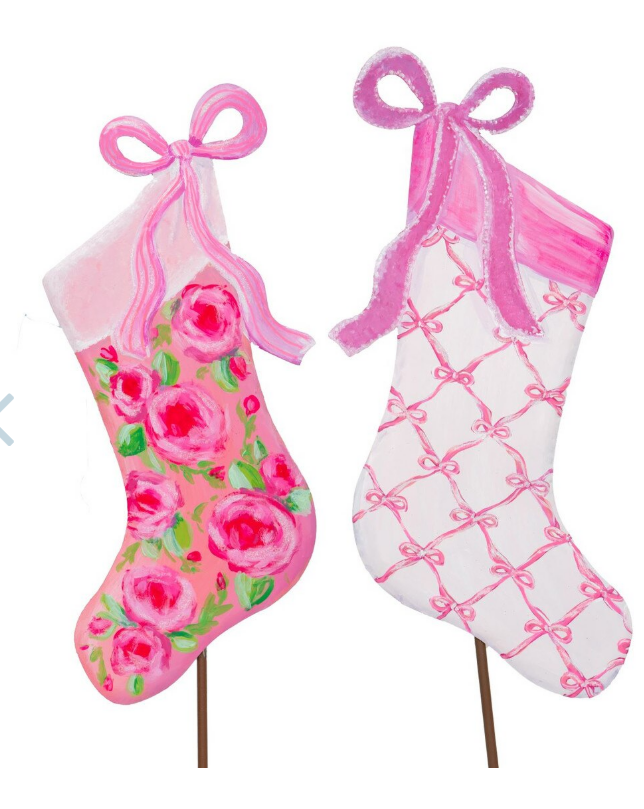 Pink Fanciful Ribbon Stockings