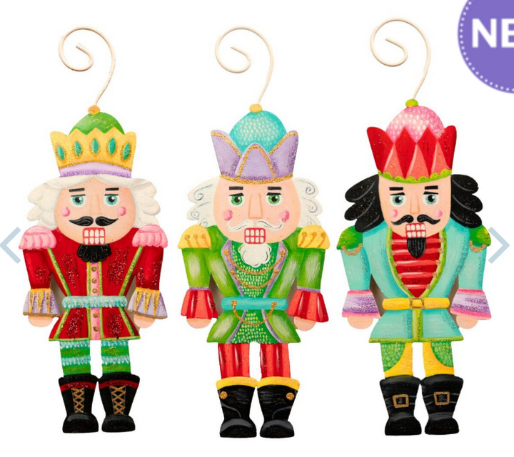 Merry & Bright Nutcracker Ornaments - Set of 3
