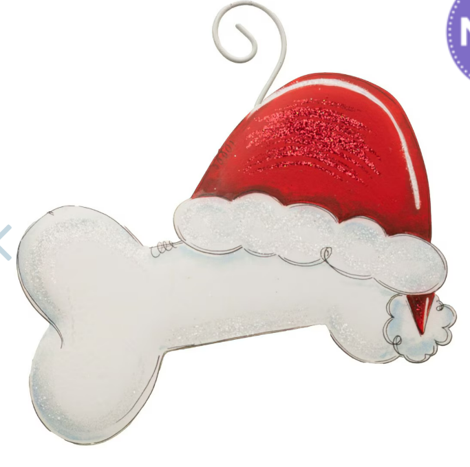 Dog Bone Santa Ornament