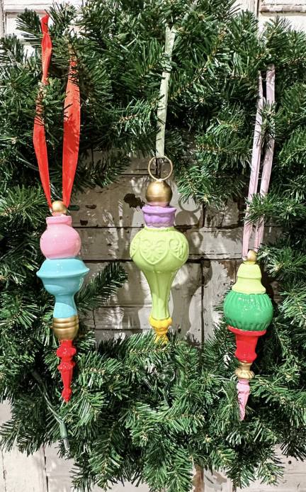 Merry & Bright Ornament Finials - Set of 3