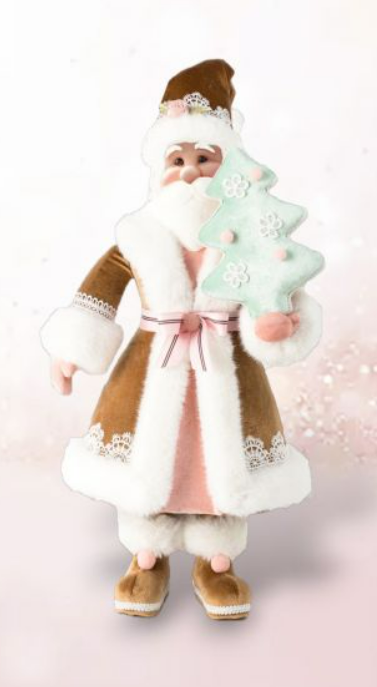 25" Santa Brown Coat Statue