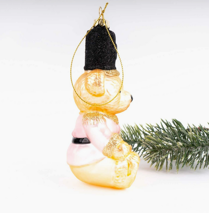 Pink Teddy Bear Glass Ornament