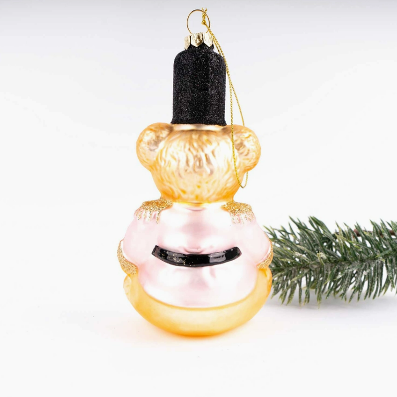 Pink Teddy Bear Glass Ornament