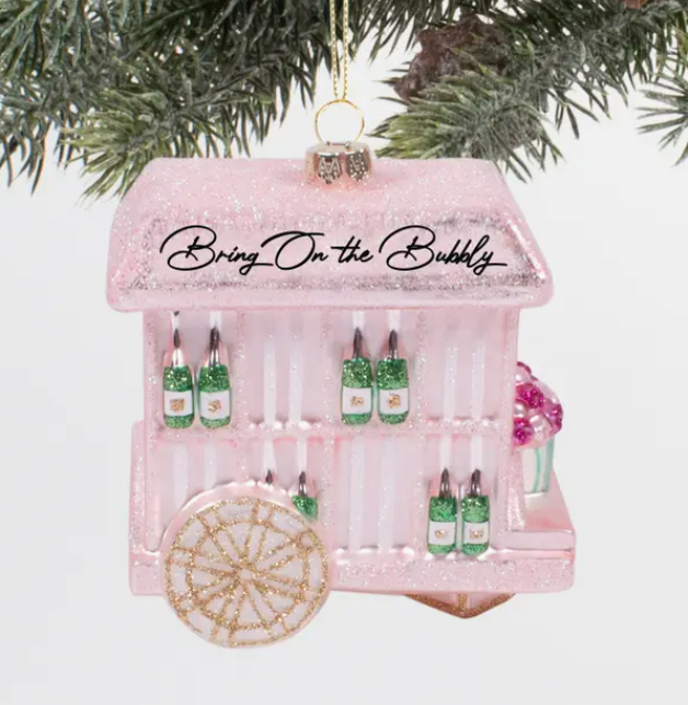 Bubbly Cart Glass Ornament