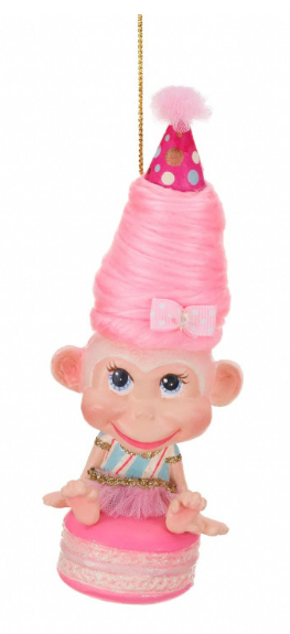 6.25" Cotton Candy Carnival Macaron Monkey Ornament - Choice of 2 Styles
