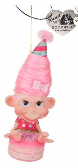 6.25" Cotton Candy Carnival Macaron Monkey Ornament - Choice of 2 Styles